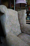 Edwardian Wingback Armchair in Vintage Floral Tapestry – United Kingdom, c.1905