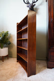 Antique Slim Open Bookcase in Solid Oak – United Kingdom, c.1910