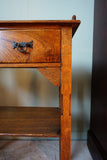 Edwardian Side Table with Burr Drawers in Solid Oak – United Kingdom, Edwardian Era (c. 1900-1910)