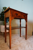 Edwardian Side Table with Burr Drawers in Solid Oak – United Kingdom, Edwardian Era (c. 1900-1910)