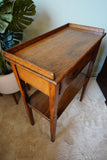 Edwardian Side Table with Burr Drawers in Solid Oak – United Kingdom, Edwardian Era (c. 1900-1910)