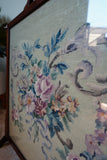 Floral Tapestry Fire Screen in Solid Mahogany – United Kingdom, Edwardian Era