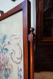 Floral Tapestry Fire Screen in Solid Mahogany – United Kingdom, Edwardian Era