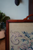 Floral Tapestry Fire Screen in Solid Mahogany – United Kingdom, Edwardian Era