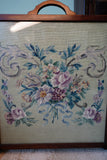 Floral Tapestry Fire Screen in Solid Mahogany – United Kingdom, Edwardian Era