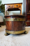 Antique Georgian Brass Bound Mahogany Wine Cooler – England, Late 19th Century