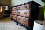 Restyled Traditional Six-Drawer Chest in Walnut and Black – United Kingdom, Early/Mid 20th Century