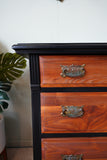 Restyled Traditional Six-Drawer Chest in Walnut and Black – United Kingdom, Early/Mid 20th Century