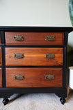 Restyled Traditional Six-Drawer Chest in Walnut and Black – United Kingdom, Early/Mid 20th Century