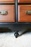 Restyled Traditional Six-Drawer Chest in Walnut and Black – United Kingdom, Early/Mid 20th Century
