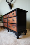Restyled Traditional Six-Drawer Chest in Walnut and Black – United Kingdom, Early/Mid 20th Century