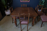 Victorian Wind Out Mahogany Dining Table and 6 Chairs with Floral & Sea Shell Carved Detail