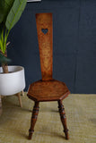 Vintage Beech and Oak Heart-Back Chair
