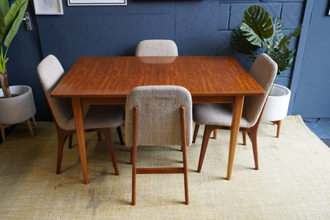 Mid-Century Danish Teak Extending Dining Table and 4 Chairs