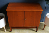 Mid-Century Teak Drinks Cabinet on Castors