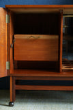 Mid-Century Teak Drinks Cabinet on Castors
