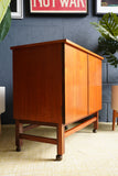 Mid-Century Teak Drinks Cabinet on Castors