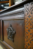 Vintage Reproduction Solid Oak Coffer Trunk Blanket Box Tudor Rose Motif