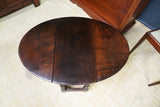 Jacobean style folding Drop Leaf Side/End Table Dark Solid Oak c.1930s