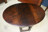 Jacobean style folding Drop Leaf Side/End Table Dark Solid Oak c.1930s