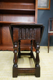 Jacobean style folding Drop Leaf Side/End Table Dark Solid Oak c.1930s