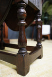 Jacobean style folding Drop Leaf Side/End Table Dark Solid Oak c.1930s