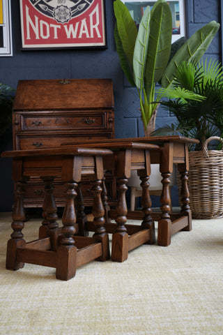 Old Charm Oak Nest of Tables — Antique English Craftsmanship