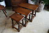 Old Charm Oak Nest of Tables — Antique English Craftsmanship