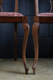 Set of 4 Victorian Walnut Dining Chairs — Hand-Carved Elegance with Light Salmon Upholstery