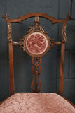 Set of 4 Victorian Walnut Dining Chairs — Hand-Carved Elegance with Light Salmon Upholstery