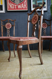 Set of 4 Victorian Walnut Dining Chairs — Hand-Carved Elegance with Light Salmon Upholstery