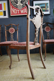 Set of 4 Victorian Walnut Dining Chairs — Hand-Carved Elegance with Light Salmon Upholstery