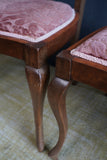 Set of 4 Victorian Walnut Dining Chairs — Hand-Carved Elegance with Light Salmon Upholstery