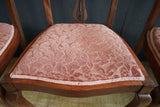 Set of 4 Victorian Walnut Dining Chairs — Hand-Carved Elegance with Light Salmon Upholstery