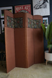 Victorian Folding Room Divider with Floral Tapestry Panels — Antique English Elegance