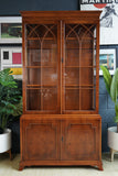 20th Century Yew Wood Bookcase — Classic English Elegance