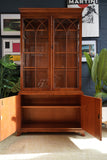 20th Century Yew Wood Bookcase — Classic English Elegance