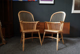 British Windsor Carver Armchairs in Solid Beech – United Kingdom, Mid-20th Century
