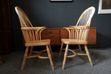 British Windsor Carver Armchairs in Solid Beech – United Kingdom, Mid-20th Century