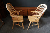 British Windsor Carver Armchairs in Solid Beech – United Kingdom, Mid-20th Century