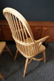 British Windsor Carver Armchairs in Solid Beech – United Kingdom, Mid-20th Century