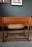 BR Danmark Teak Sewing Table with Woven Basket – Denmark, Mid-20th Century