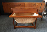BR Danmark Teak Sewing Table with Woven Basket – Denmark, Mid-20th Century