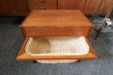 BR Danmark Teak Sewing Table with Woven Basket – Denmark, Mid-20th Century