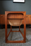 BR Danmark Teak Sewing Table with Woven Basket – Denmark, Mid-20th Century