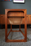BR Danmark Teak Sewing Table with Woven Basket – Denmark, Mid-20th Century