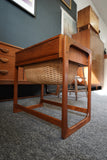 BR Danmark Teak Sewing Table with Woven Basket – Denmark, Mid-20th Century