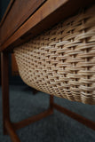 BR Danmark Teak Sewing Table with Woven Basket – Denmark, Mid-20th Century