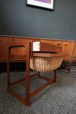 BR Danmark Teak Sewing Table with Woven Basket – Denmark, Mid-20th Century