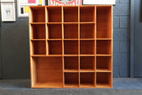 Bespoke Asymmetrical "Studio Grid" Shelving Unit in Solid Pine – Vintage Utility